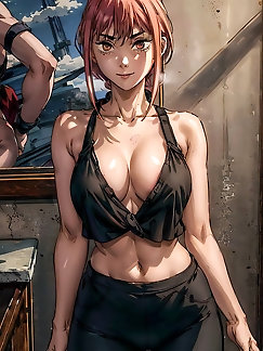 Elegant Asian homemaker caressing herself