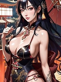 This is a cute Chinese girl in the temple created by an AI model